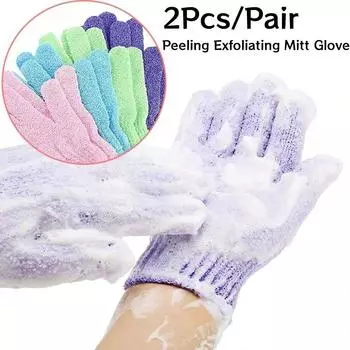 2 шт./пара ванночка для пилинга отшелушивающая варежка перчатка для душа скраб перчатки для растирания тела спа массаж губка для очистки кожи увлажнение зелёный
