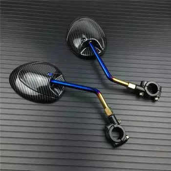 2 шт./пара зеркал для мотоцикла, скутера, электровелосипеда, зеркала заднего вида, электромобиля, боковое зеркало заднего вида 8 мм, 10 мм, углеродное волокно 8mm