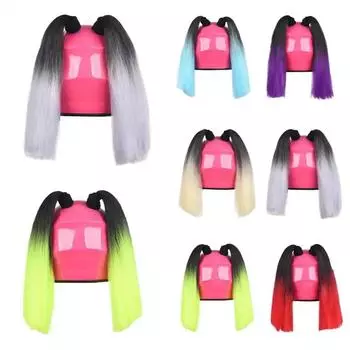 2 шт., парик с косичками для мотоциклетного шлема, разноцветный свободный парик, косичка для конского хвоста, украшение для мотоциклетного шлема для женщин и детей