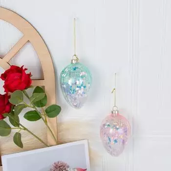 2 шт. пасхальное стеклянное яйцо, подвесное украшение со шнурком, многоразовое розовое, синее, зеленое, прозрачное яйцо, пасхальный фестиваль, орнамент, кулон, праздничные подарки Sets