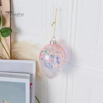 2 шт. пасхальное стеклянное яйцо, подвесное украшение со шнурком, многоразовое розовое, синее, зеленое, прозрачное яйцо, пасхальный фестиваль, орнамент, кулон, праздничные подарки Sets
