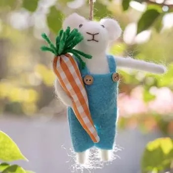 2 шт пасхальное украшение из фетра в виде мыши морковка яйцо корзина розовые синие мыши подвесные 2pcs