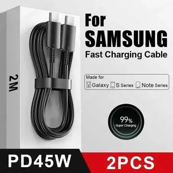 2 шт. PD 45 Вт USB C-кабель для Samsung Galaxy S20 S21 S22 S23 Ultra Note 10 5G 20 A53 A54 сверхбыстрая зарядка USB-кабель для передачи данных типа C 1m
