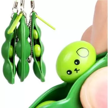 2 шт. Peapod Fidget Toy Squeeze A Bean Edamame Pea Брелок для ключей Экструзионная соя Тактильное ощущение сброса давления Аксессуар