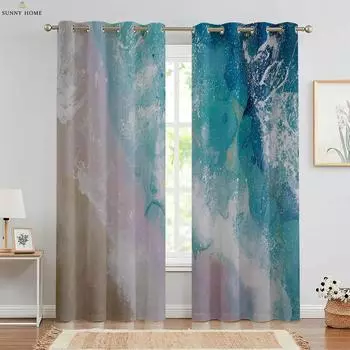 2 шт. Пейзаж Картина маслом 3D Печать Шторы Спальня Кабинет Общежитие Студия Декоративные Шторы 100% Полиэстер W50xH140(CM)x2PCS&Rod pocket