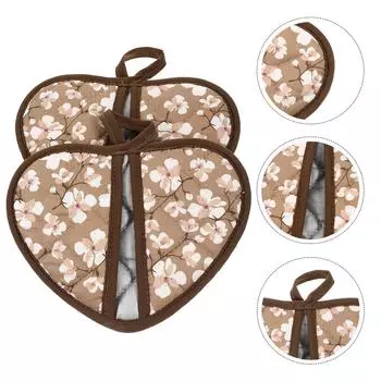 2 шт. Перчатки для выпечки, коричневые прихватки для духовки, кухонные варежки, термостойкие, устойчивые к высоким температурам, нескользящие, хлопковые, термостойкие