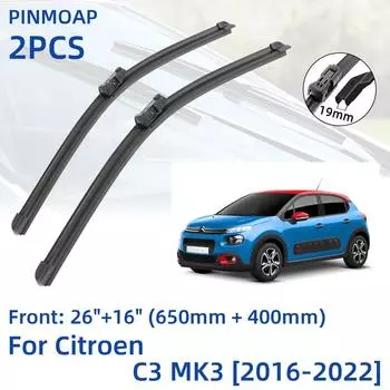 2 шт. передние щетки стеклоочистителя для Citroen C3 MK3 2016-2022 26 + 16 оконные щетки резак аксессуары 2016 2017 2018 2019 2020 2021 20