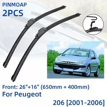 2 шт. передние щетки стеклоочистителя для Peugeot 206 2001-2006 26 + 16 оконные щетки резак аксессуары 2001 2002 2003 2004 2005 2006