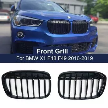 2 шт., передний бампер, решетка для почек, однолинейная для BMW X1 F48 F49 2016- 51117383363 51117383364, автомобильные аксессуары