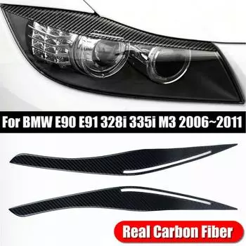 2 шт. передняя крышка фары фара веко бровь отделка ABS для BMW E90 E91 328i 335i 2009-2012 черный карбон CHINA