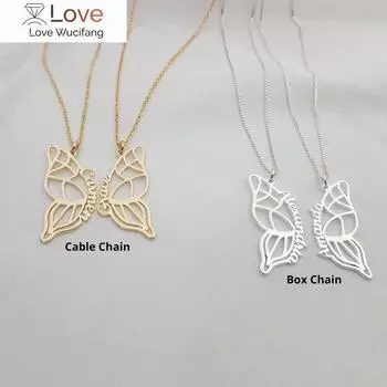 2 шт. персонализированные крылья бабочки парные ожерелья ювелирные изделия из нержавеющей стали на заказ парные именные ожерелья лучшие друзья подарки Bff