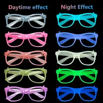 2 шт персонализированные модные очки-ночники KTV Bar концертный реквизит украшение для дня рождения круглая квадратная пластиковая рамка принадлежности для развлечений Round frame 2pc фиолетовый