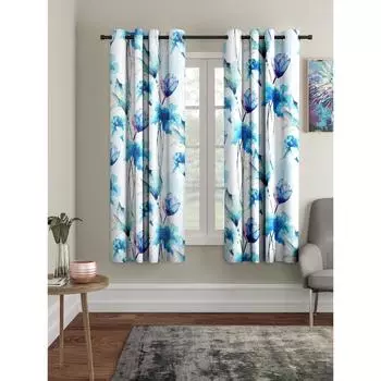 2 шт., петелька с абстрактным цветком, полиэстер, синий Window - 5 feet