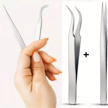 2 шт. Пинцеты с прямыми заостренными кончиками, изолирующие пинцеты, пинцеты для наращивания ресниц, пинцеты для ресниц 2PCS