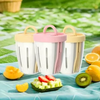 2 шт., пищевые контейнеры для хранения фруктового салата, герметичные контейнеры для фруктов, переносные контейнеры для салата для пикника розовый