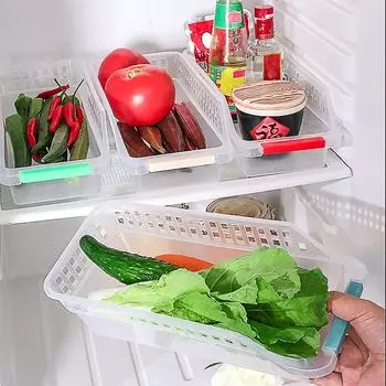 2 шт. пластиковая корзина для хранения на холодильнике в японском стиле разноцветный