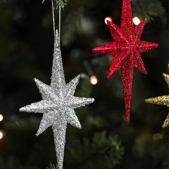 2 шт. Пластиковая Рождественская Звезда Подвеска Элегантная Праздничная Рождественская Елка Подвесные Украшения DIY Веселого Рождественского Декора Сувениры Для Вечеринки красный
