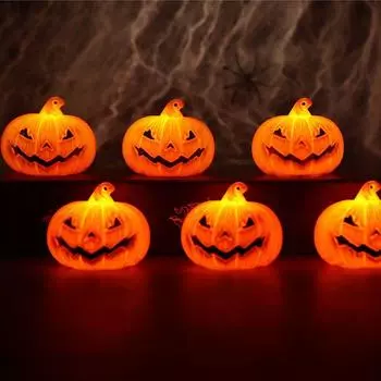 2 шт. Пластиковый фонарь в виде тыквы на Хэллоуин, креативная атмосферная лампа, светящаяся игрушка, светодиодный ночник, настольный светильник S