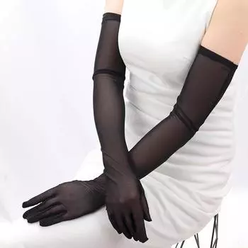 2 шт. платье, подходящее по моде, удлиняющее, ролевые игры, аксессуар, солнцезащитный крем, сексуальный наряд, эластичные сетчатые перчатки, тонкий стиль