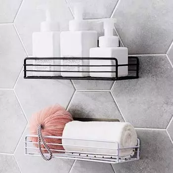 2 шт. плавающие полки для настенного хранения, нержавеющие и легко чистящиеся, с черным металлическим каркасом для ванной комнаты, спальни, кухни чёрный