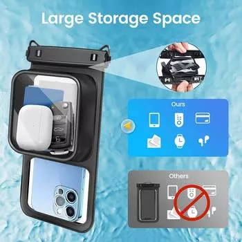 2 шт. Плавающий водонепроницаемый чехол для телефона - Двойное отделение, прозрачный, противоударный и пескостойкий, Незаменимая вещь для плавания, гребли, каякинга 1PC