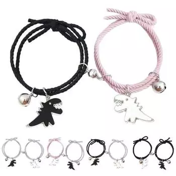 2 шт. плетеные браслеты ручной работы, регулируемые, тонкая работа, эластичный декор в виде динозавра, украшение в стиле минимализм, пара B