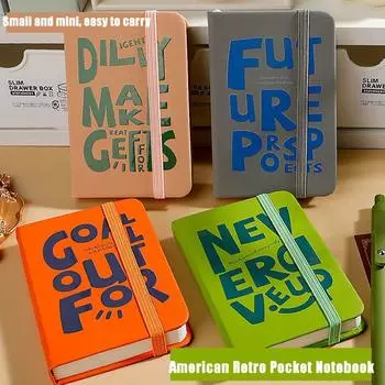 2 шт. плотная бумага портативный карманный блокнот американский ретро ежедневник A7 мини-блокнот для студентов темно-синий