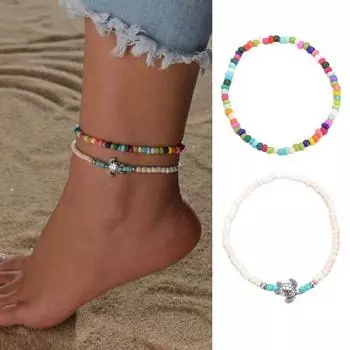 2 шт. пляжный браслет из бисера красочный Радужный цвет кулон в виде черепахи в богемном стиле штабелируемые браслеты из бисера летние каникулы ювелирные изделия