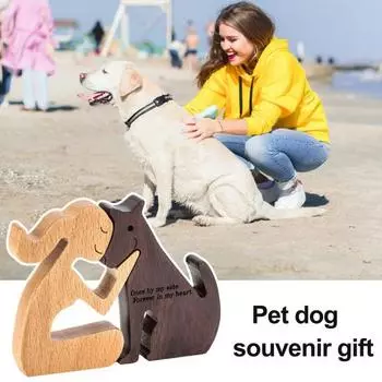 2 шт. Подарки в память о собаках для женщин, деревянные резные украшения для собак, подарок в знак сочувствия при потере собаки, трясущаяся голова, утешительная фигурка в память коричневый