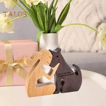 2 шт. Подарки в память о собаках для женщин, деревянные резные украшения для собак, подарок в знак сочувствия при потере собаки, трясущаяся голова, утешительная фигурка в память коричневый