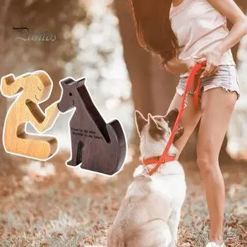 2 шт. Подарки в память о собаках для женщин, деревянные резные украшения для собак, подарок в знак сочувствия при потере собаки, трясущаяся голова, утешительная фигурка в память коричневый