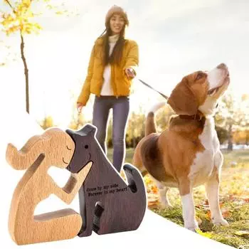 2 шт. Подарки в память о собаках для женщин, деревянные резные украшения для собак, подарок в знак сочувствия при потере собаки, трясущаяся голова, утешительная фигурка в память коричневый