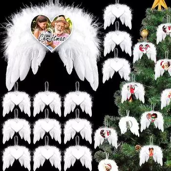 2 шт. Подарочное подвесное украшение перо крылья ангела пустой кулон рождественская елка декоративная мода 2Pcs