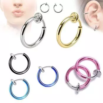 2 шт. поддельный пирсинг, обруч для носа и губ, кольцо для уха и языка, ювелирные изделия 13 мм 2PCS чёрный