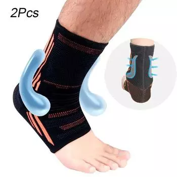 2 шт. поддержка голеностопного сустава эластичность бег спорт безопасность под давлением баскетбол лодыжка защита против растяжения лодыжки чехол для ног M оранжевый/чёрный