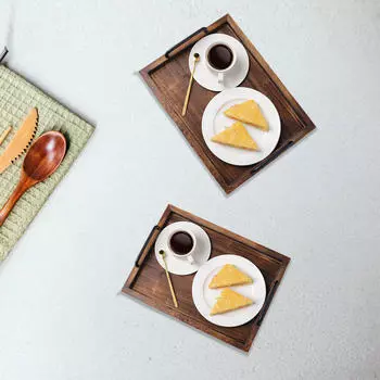 2 шт. подносов для сервировки из дерева в деревенском стиле, декор в фермерском стиле, прямоугольные многоцелевые тарелки с white