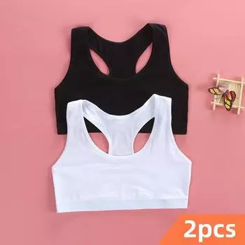 2 шт. подростковое студенческое нижнее белье бюстгальтер спортивный женский бюстгальтер для девочек подростковые топы тренировочные бюстгальтеры аксессуары для спортзала дети One Size белый