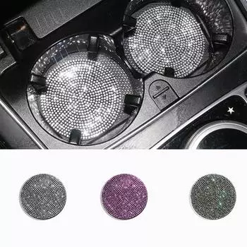 2 шт. Подстаканник милый нескользящий коврик со стразами подставка под стакан автомобильный коврик 2Pcs белый