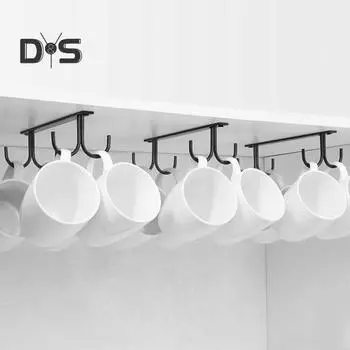 2 шт. подстаканник, простая установка под шкафом, крючки для кружек, экономия места, подвесные крючки для чашек для домашней кухни чёрный