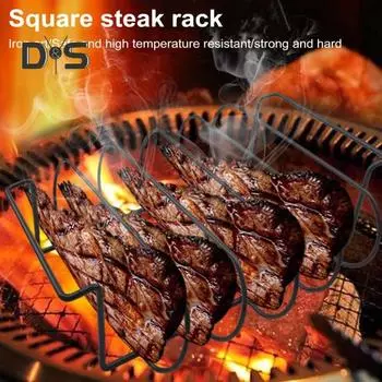 2 шт. подставка для гриля из нержавеющей стали с антипригарным покрытием, подставка для барбекю, держатель для копчения, 4 ребра, вертикальный прочный аксессуар для гриля для равномерного приготовления пищи 2pcs