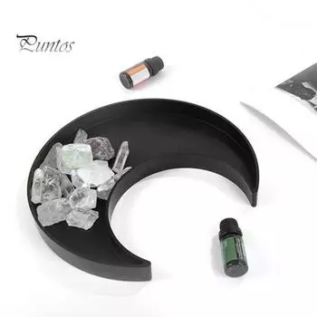 2 шт. Подставка для хранения украшений в виде солнца и луны, многоцелевой деревянный поднос для украшений, декоративная тарелка для безделушек, аккуратный органайзер для стола чёрный