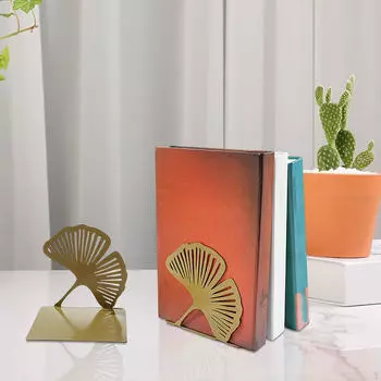 2 шт. Подставка для книг в виде листьев гинкго, уникальная подставка для тяжелых книг, нескользящая, декоративная