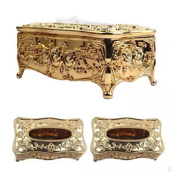 2 шт. подставка для коробки с салфетками с узором в виде розы для ресторана - золотистая