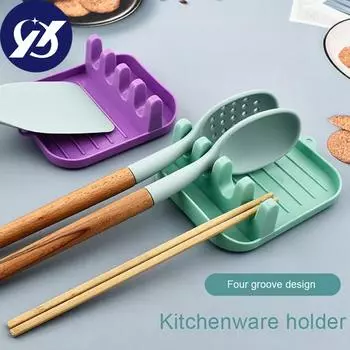 2 шт. подставка для крышки кастрюли, легко чистящаяся ложка, палочки для еды, держатель для отдыха, компактный держатель для кухонной утвари на столешнице красный