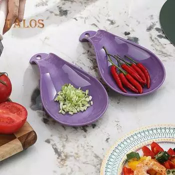 2 шт. подставка для ложки для плиты, прочный пластиковый держатель для ложки, держатель для кухонных принадлежностей, легко моющийся коврик для ложки, компактный держатель для половника, стильный вид фиолетовый