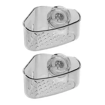 2 шт. Подставки для слива воды в раковину, держатели для губок, большая вместимость, высокая грузоподъемность, присоски, треугольные полки для хранения с дренажным отверстием 2pcs