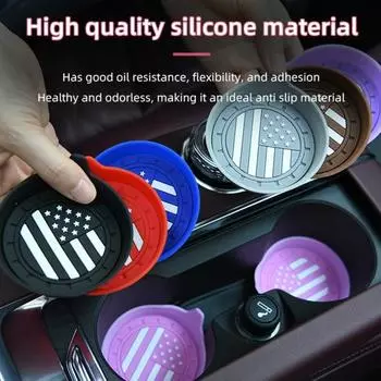 2 шт. подставки под стаканы в машину термостойкие универсальные нескользящие силиконовые подставки под стаканы с принтом американского флага аксессуары для салона автомобиля разноцветный