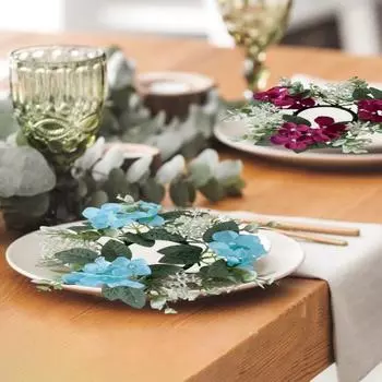 2 шт. Подсвечник Гирлянда Искусственная гортензия Листья эвкалипта Свадебный банкет Праздничное украшение Свеча Кольцо Гирлянда Выпускной стол Центральная часть вино красного