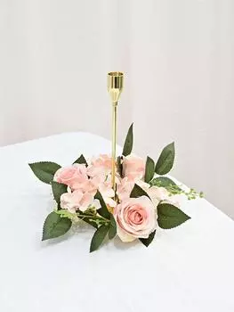 2 шт. подсвечник, гирлянда, обеденный стол, центральные элементы, декор обеденного стола, свечи, венки, кольца, свадебный пион, гортензия, свечной венок жёлтый