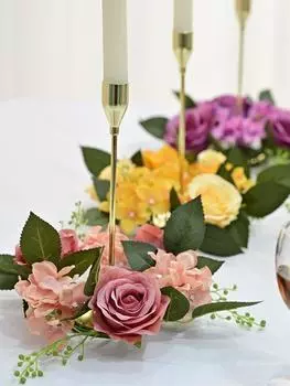 2 шт. подсвечник гирлянда обеденный стол центральные элементы декор обеденного стола пион гортензия свеча венок жёлтый